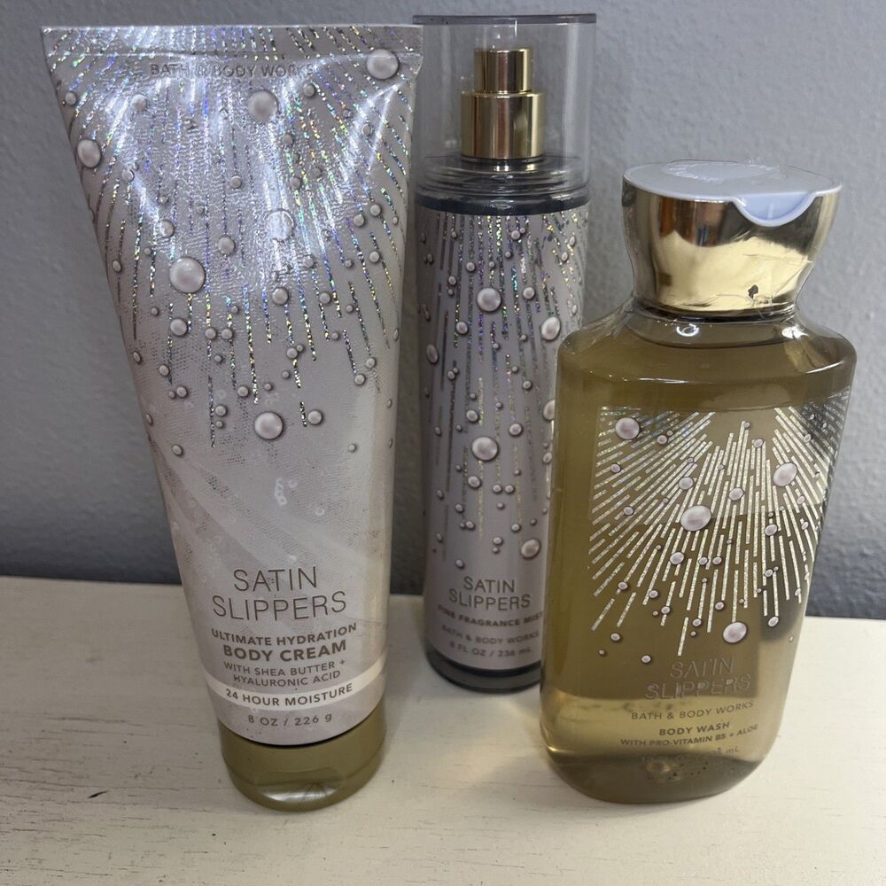 Bath & Body Works Satin Slippers Fragrance Mist, Body Cream & Body Wash - 3 Pc.